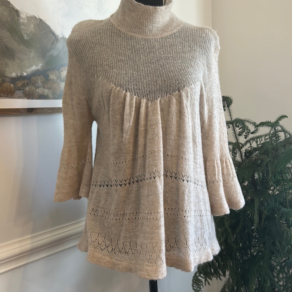 Anthropologie Beige Cream Knit Turtleneck Sweater